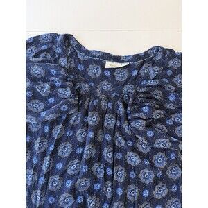 Maeve Anthropologie Top Womens 14 Blue Boswell Dark Floral V-Neck Peasant Boho